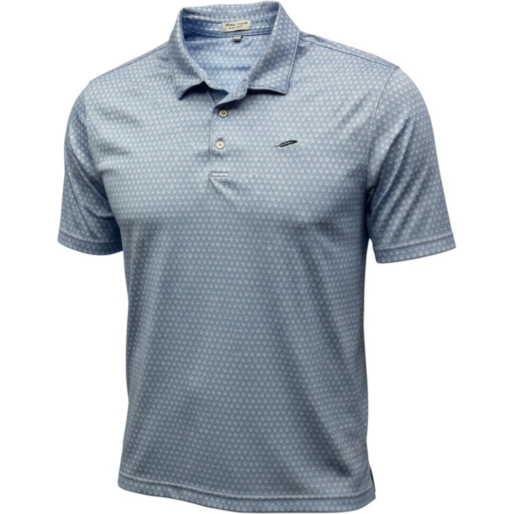 Peter Millar Summer Comfort Mens XL Golf Polo Shirt Blue Skull Print Feather - Picture 1 of 7